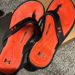 Under Armour Black and Orange Flip Flops